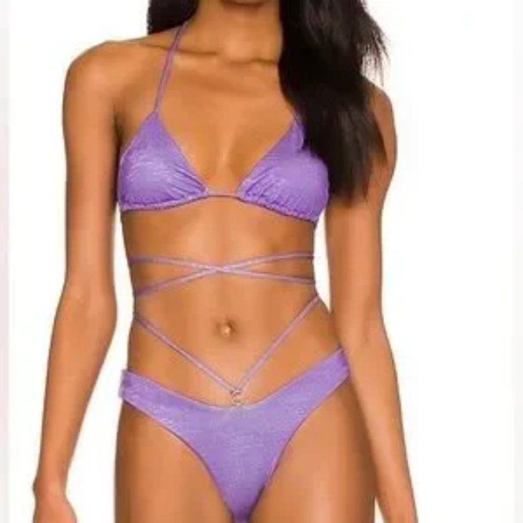 Nwt: Monica Hansen Beachwear Money Maker Bikini Top & Criss Cross Bottom Sm